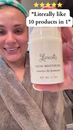 Women testimonial using lancolia essence de jeunesse face moisturizer